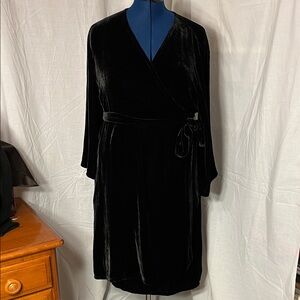 Eileen Fisher Black Velvet Wrap Dress. Simple and elegant party dress.  Size L